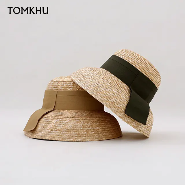 Designerskie kapelusze Moda Naturalny słomkowy kapelusz plażowy dla kobiet Francuski styl Hepburn Letni kapelusz przeciwsłoneczny Vintage Kapelusz umywalkowy Hurtownia