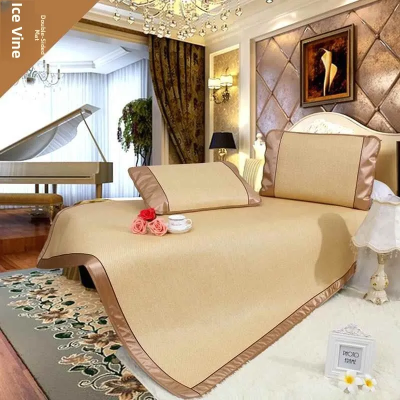 

Double-Sided Ice Silk Wicker Mat 18m Bed 15m Home Use Foldable Summer Naked Sleep Mat Versatile Cooling Bedding Accessories