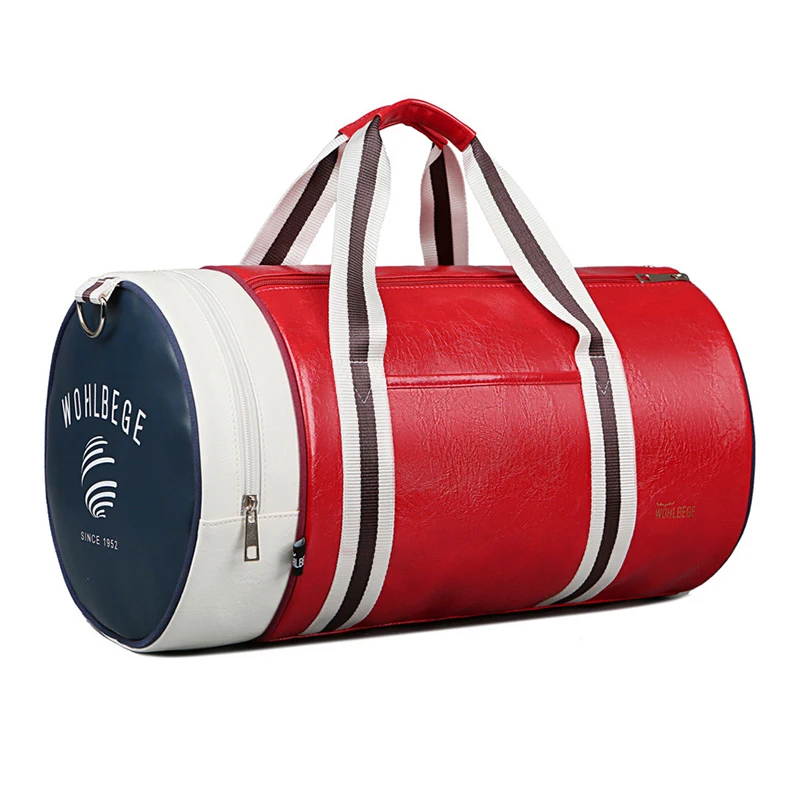 PU Leather Men'S Travel Tote Duffle Handbag Business Male Gym Shoes Pocket Fitness Luggage Shoulder Sling Sports Cross Bag