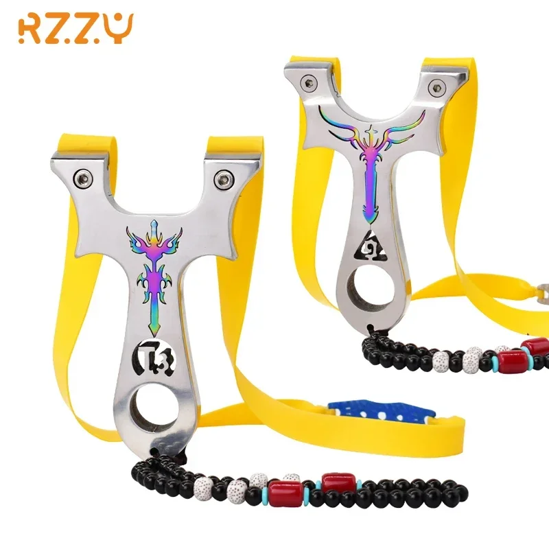 

One-piece All-metal Stainless Steel Slingshot Color Electroplated Metal Sling Hunting Shooting Equipment Rapid Shooting Tool