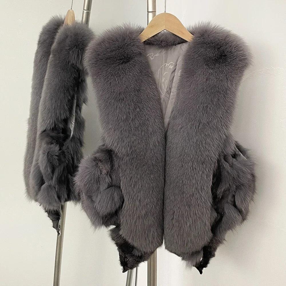

Short Warm Fur Vest 2025 Autumn Winter Fashion Sleeveless Thick Women Small Real Stylish Parkas Stylish Natural Fox Fur Coat