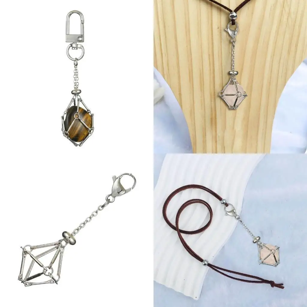 195C Stylish Stone Mesh Keychain with Crystal Embellishment Delicate Accessory Delicate Rings for FFashion Enthusiasts