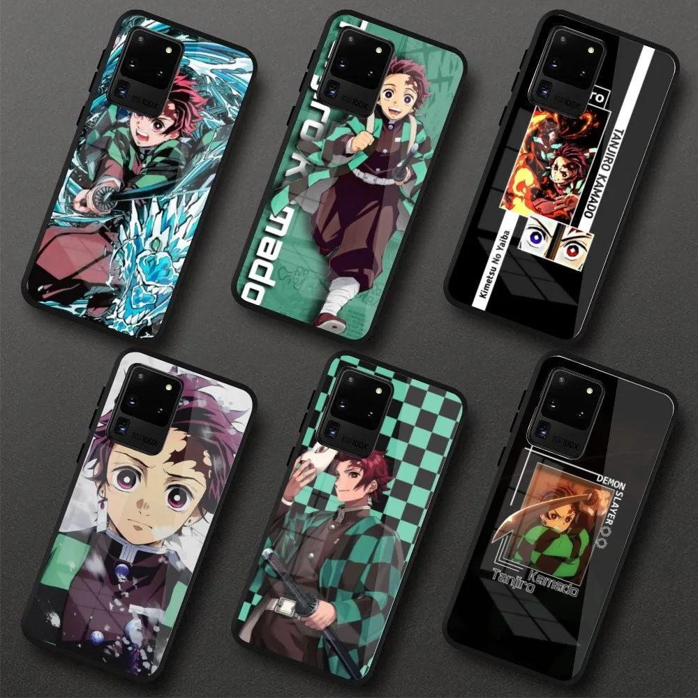 Demon Slayer Tanjiro Mobile Phone Case for Samung S23 S22 S21 Pro Ultra A13 A33 A53 NOTE 20 PC Glass Phone Cover Funda