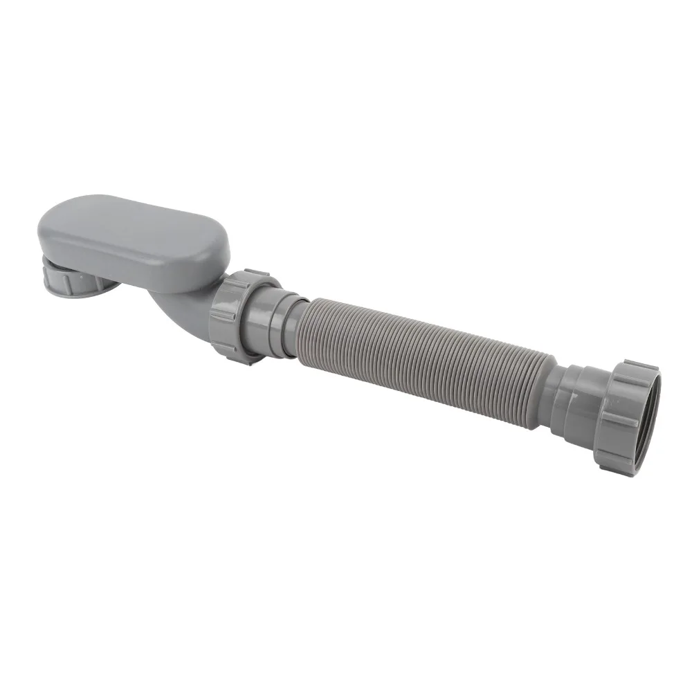 1 1/2 Inch Bathtub Drain Pipe Low Profile Flat P Trap Shower Drain Pipe Odor Prevention Grey P Trap Kit Plumbing Replacement