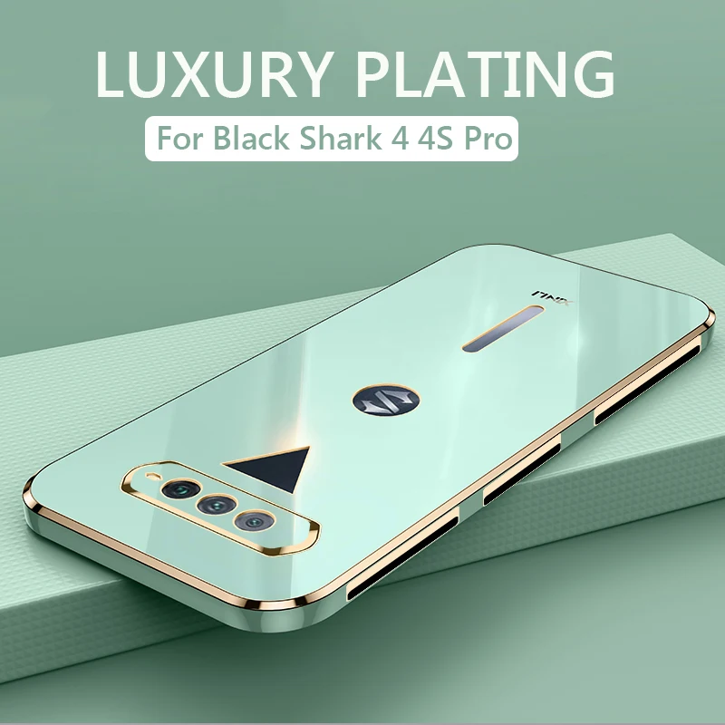 Luxury Square Plating Phone Case On For Xiaomi Black Shark 4 4S Pro Black4 4S ShockProof Soft TPU Silicone Back Cover Fundas