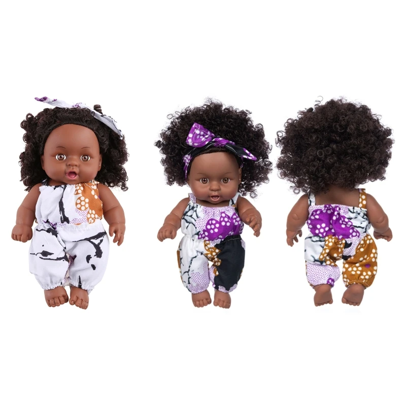 African Black Baby Toy with Curly Hair Christmas Simualtion Cartoon for Doll Dropship