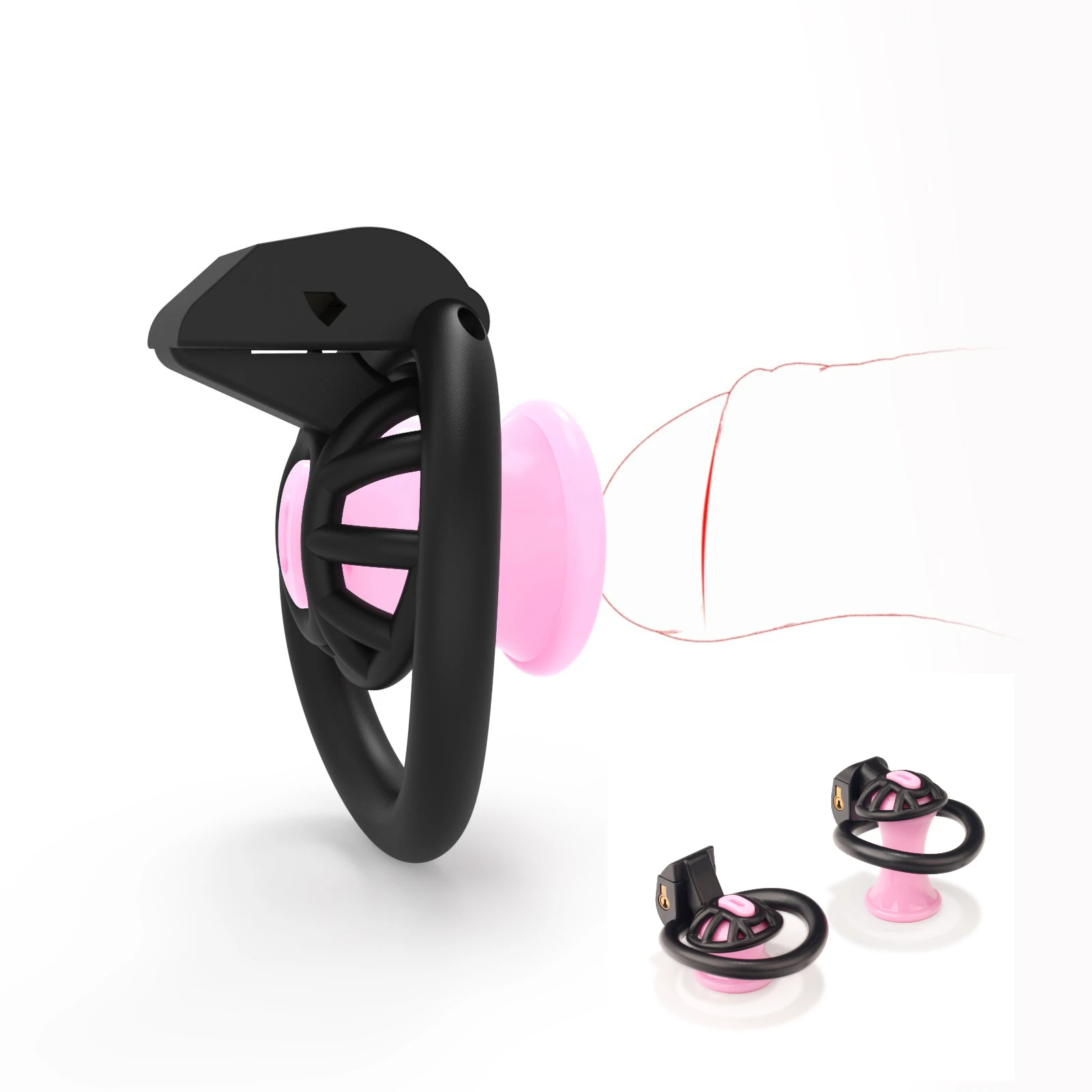 Positive/Negative Chastity Cage with Small/Medium Urethral Plug Lightweight 4 Sizes Cock Rings Penis Lock Sex Toys for Sissy