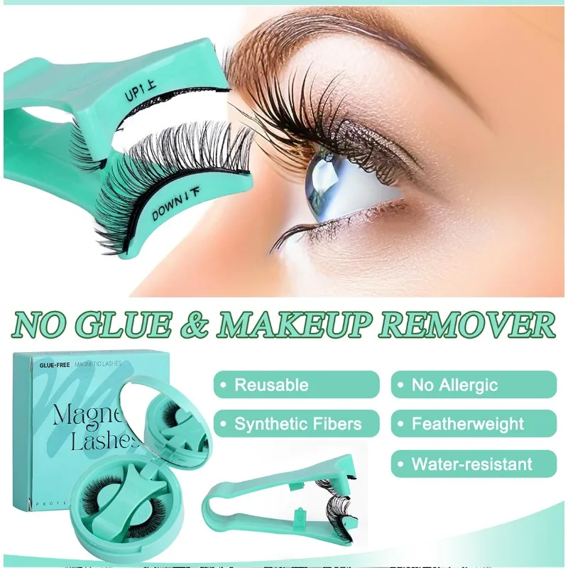  مجموعة تمديد الرموش المغناطيسية الطبيعية: صندوق DIY بلون النعناع، قابل لإعادة الاستخدام، مقاوم للماء وتطبيق سهل #2