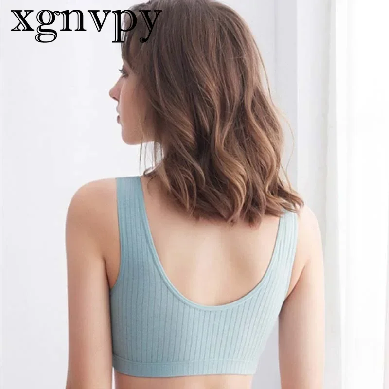 xgnvpy Summer Thin Push-up Anti-sagging Maternity Bra Pure Cotton Vest Type Front Button Breastfeeding Underwear