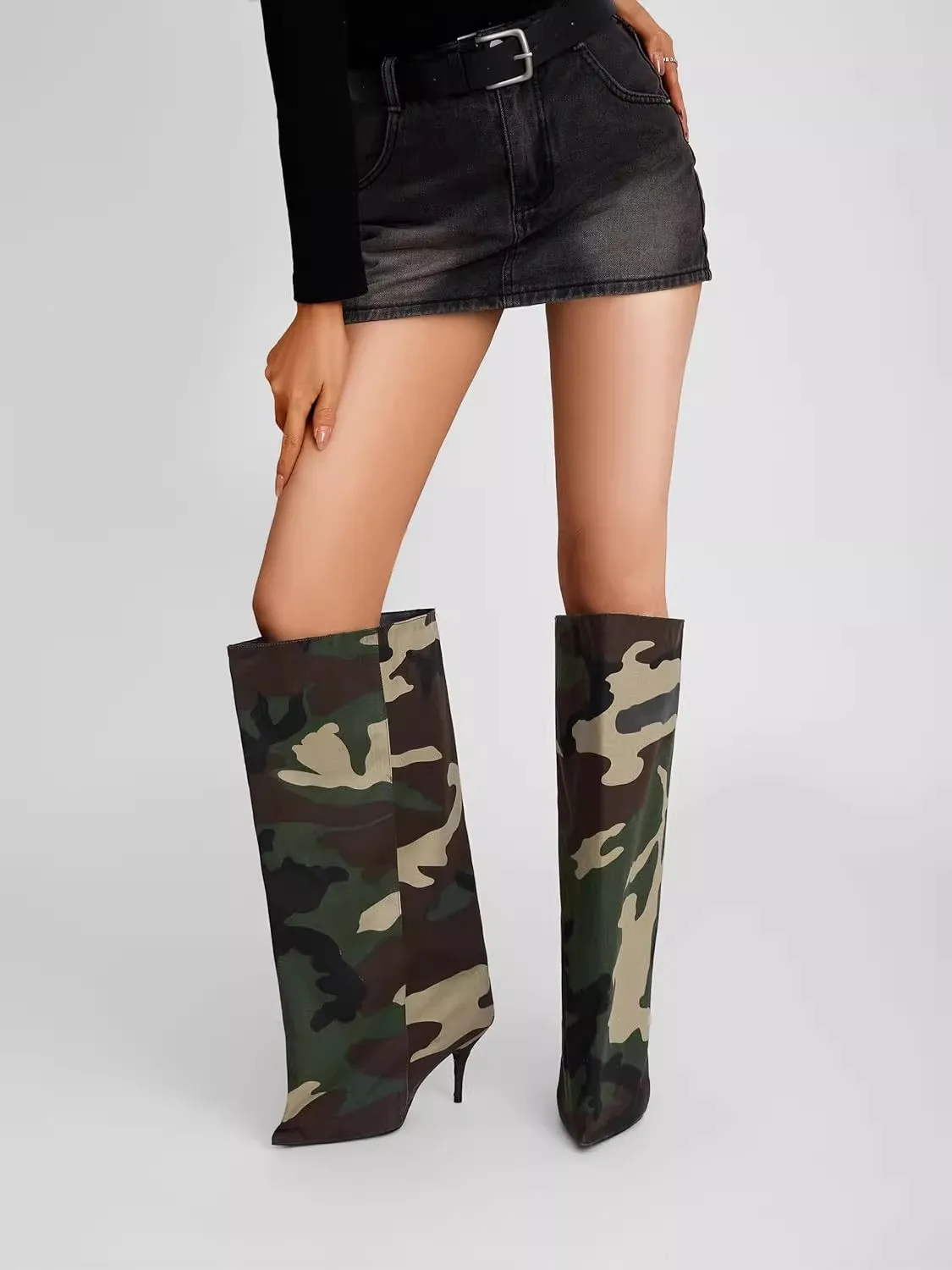 2026 الجلود حذاء برقبة للركبة النساء أنيقة مدبب تو الأسود خنجر عالية الكعب أحذية السيدات الشتاء حجم كبير 43 الأحذية المؤنث #4