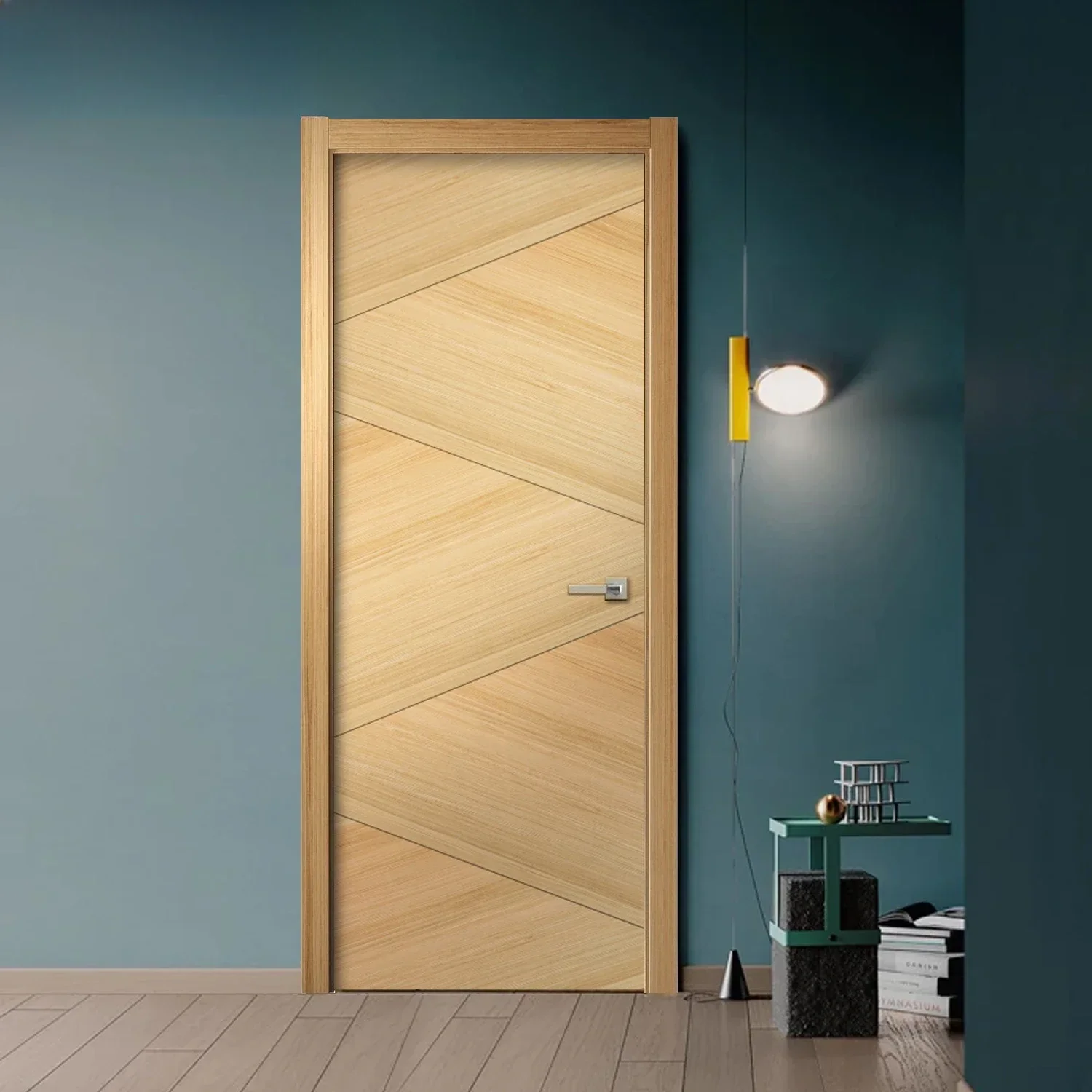 Prettywood Prehung Waterproof Wooden Flush Slab Panel Residential Bathroom Bedroom Modern Internal Design Interior Door