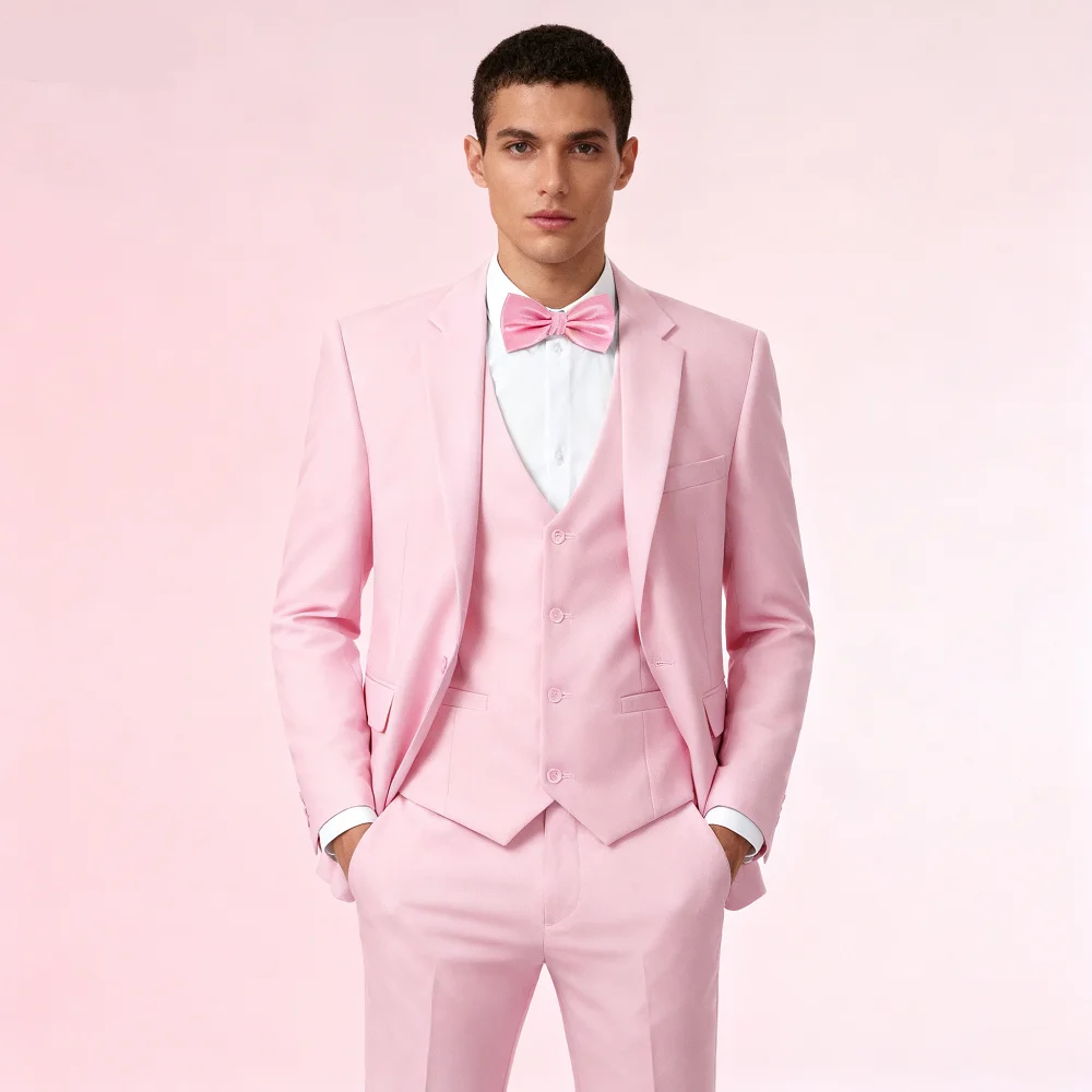 

Men's Slim Fit Double Breasted Blazer Vest And Pants Set Groom Tuxedo Business Party Wedding Attire