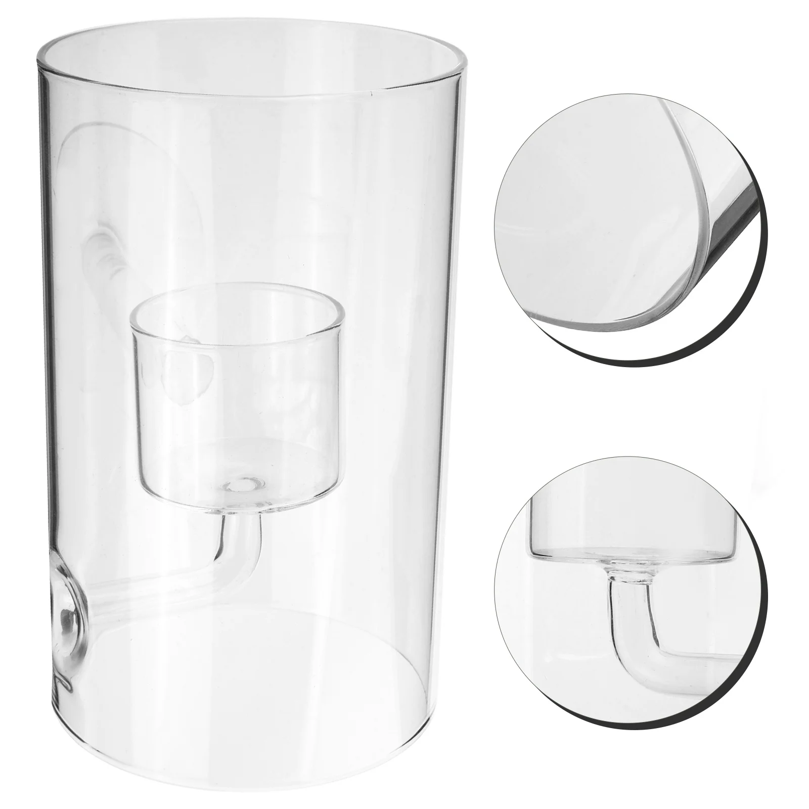 

Clear Transparent Glass Cover Cylinder Open Ended Decorative Shade for Desktop Dining Room Desktop Glass Shade