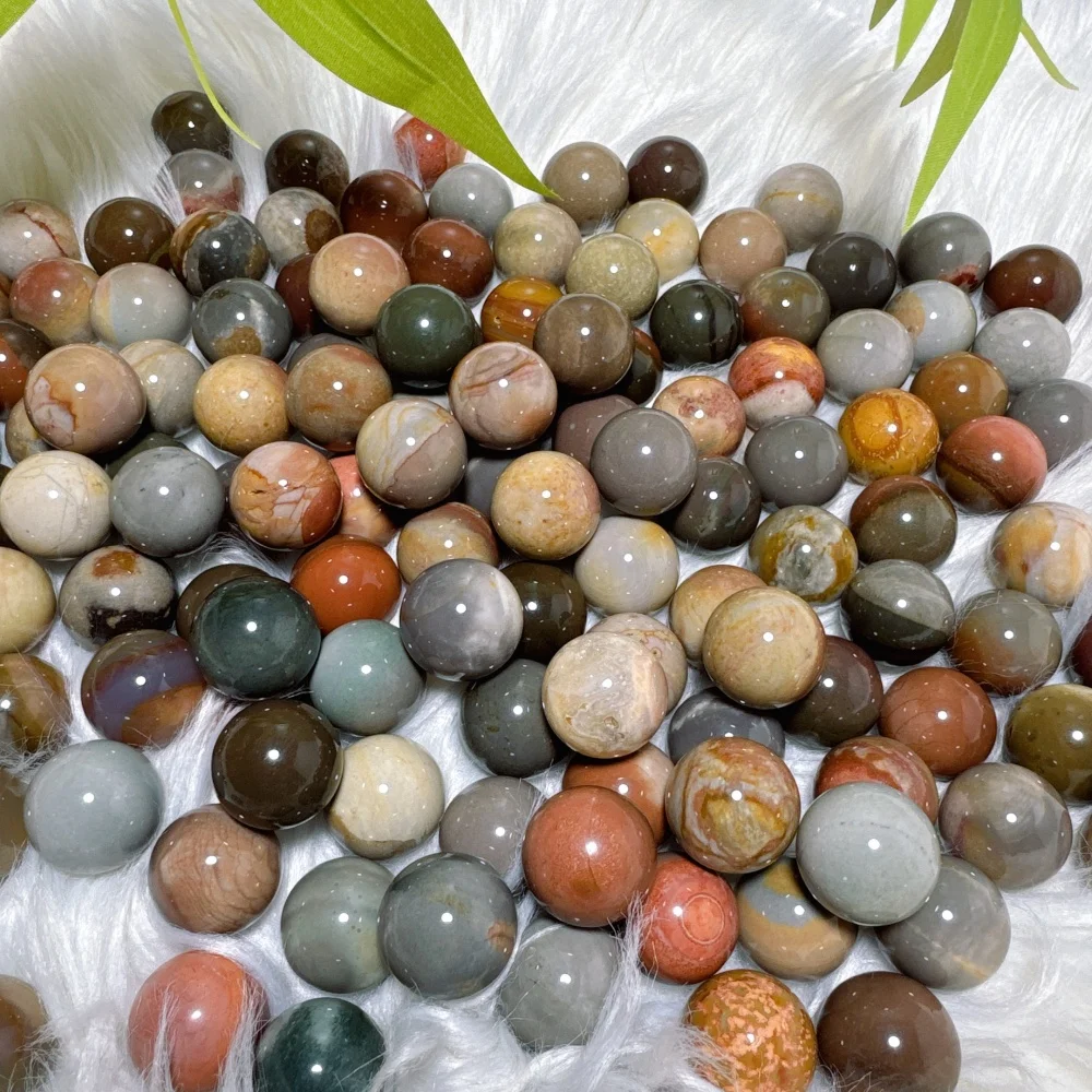 2PC Natural Polychrome Jasper Small Spheres Healing Crystal Reiki Energy Home Decor Lucky Gifts Crystal Healing Small Spheres