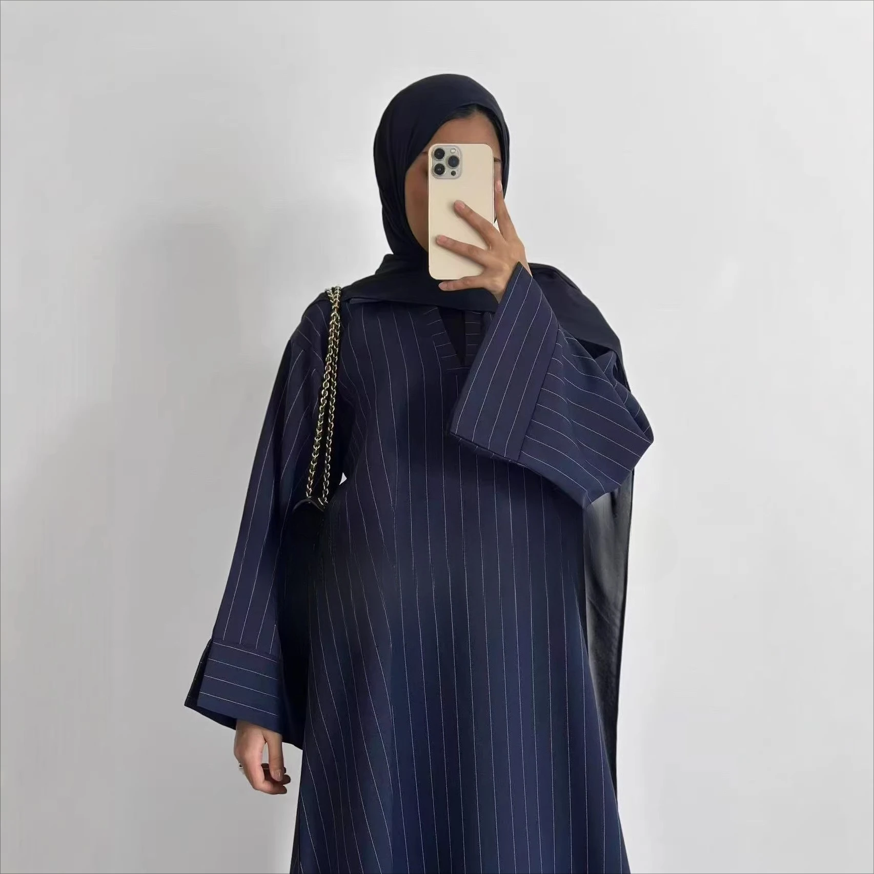 

2026 Islamic Clothing Fashion Daily Wear Women Abaya Modern Strips Closed Dubai Abaya Women Muslim Dress for Ramadan EID Abaya