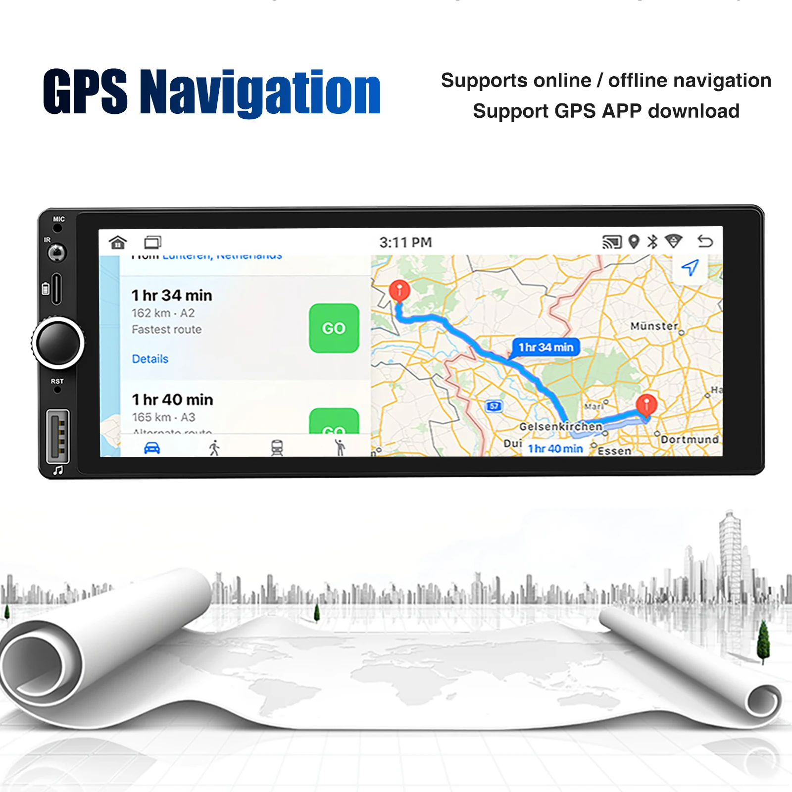 ESSGOO 6.86 بوصة 1Din Carplay Android Auto Android 14 راديو السيارة الوسائط المتعددة فيديو 4GB MP5 Player 1 Din IPS مع بلوتوث ستيريو #4