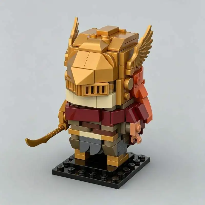 228PCS Golden Armored Fantasy Warrior Building Blocks Figure Model DIY Assembly Toy Desktop Display Collection Festival Gift Toy