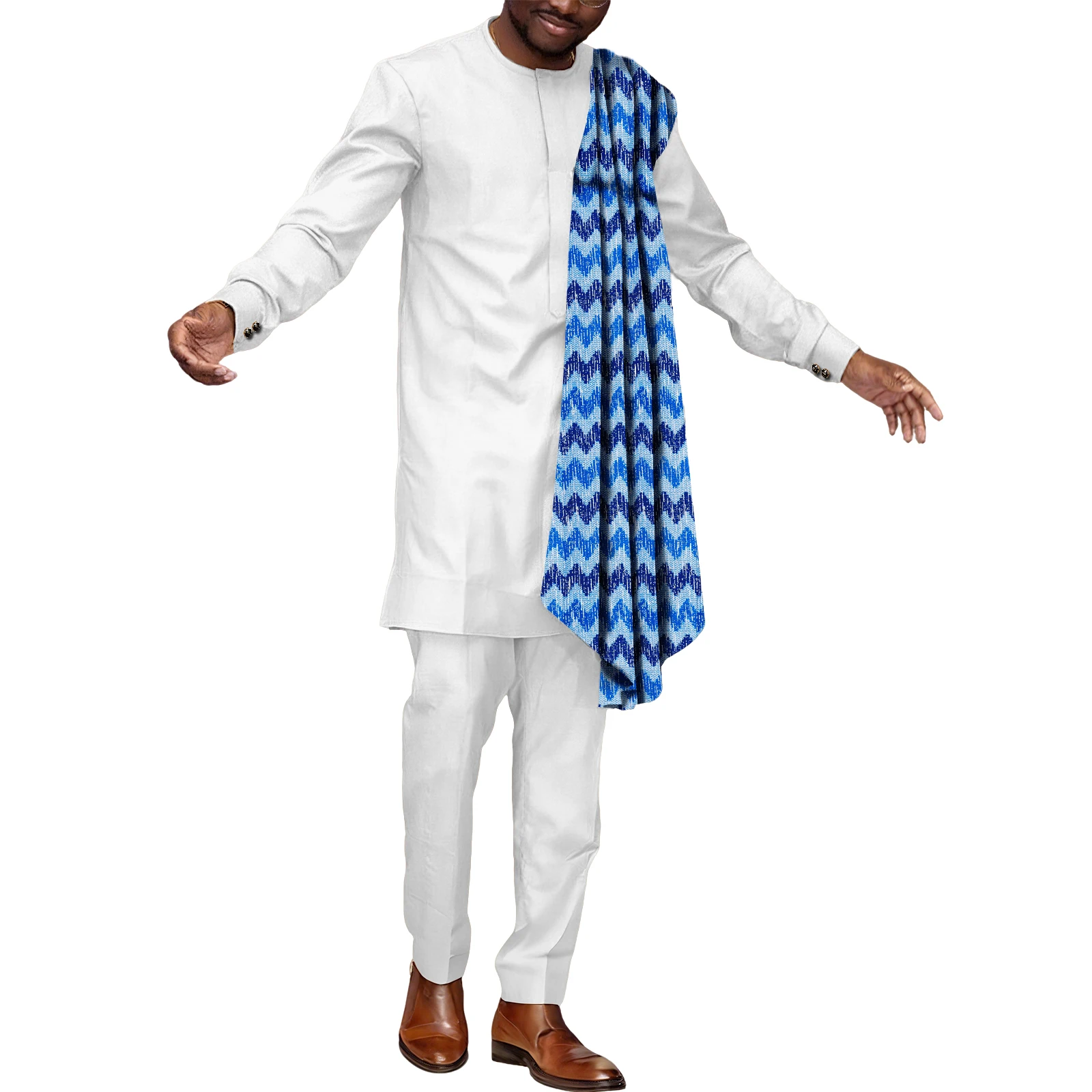 SEA&ALP Afrikaanse pakken voor mannen Dashiki Kente print patchwork top shirt en broek 2-delige set kleding traditionele outfits