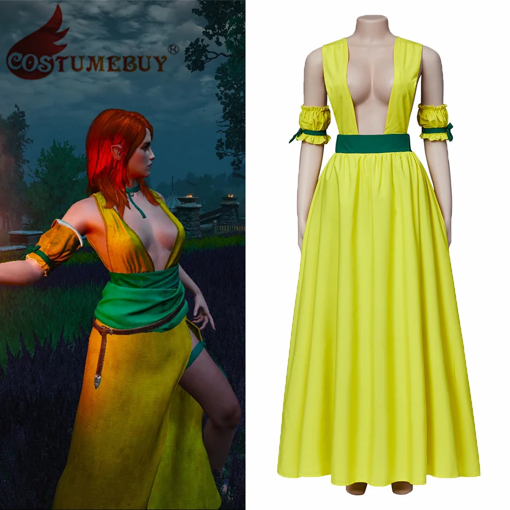 

Ida Emean Cosplay Costume Women Sexy Yellow Witch Dress Outfit Halloween Carnival Party Role Play Clothing