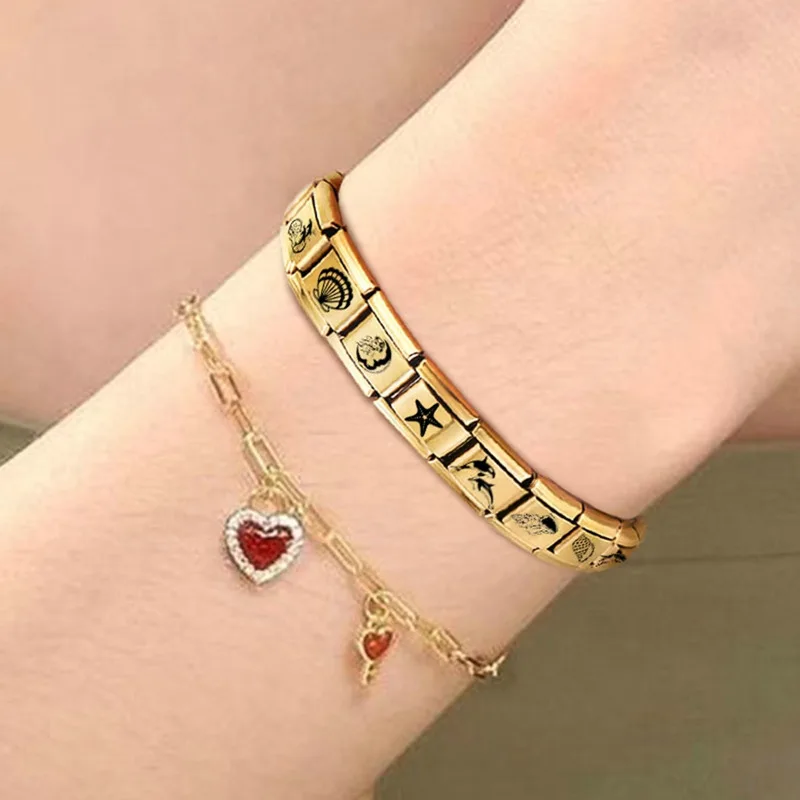 Gold Color Butterfly Flower Heart Paw Tortoise Zircon DIY Italian Charm Links Fit 9mm Stainless Steel Bracelet Women Gifts