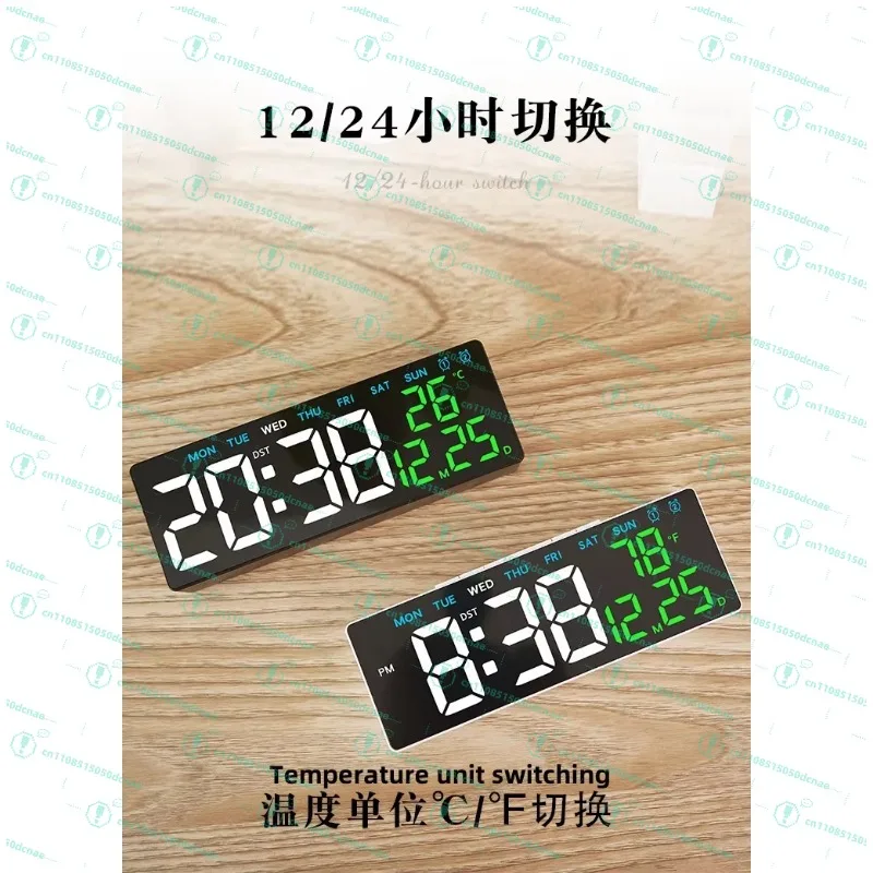 Desk Clock - USB Charging Port, Dual Display in Sleek Black Case - view 5