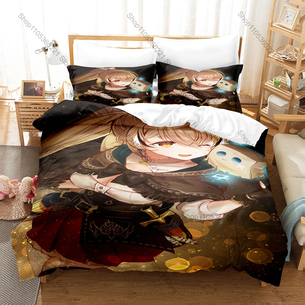 Nanashi Mumei Friend Bedding Set Duvet Cover + 2 Pillowcases Hololive EN Paper Bag Friend Owl Girl Anime Bedroom Decor