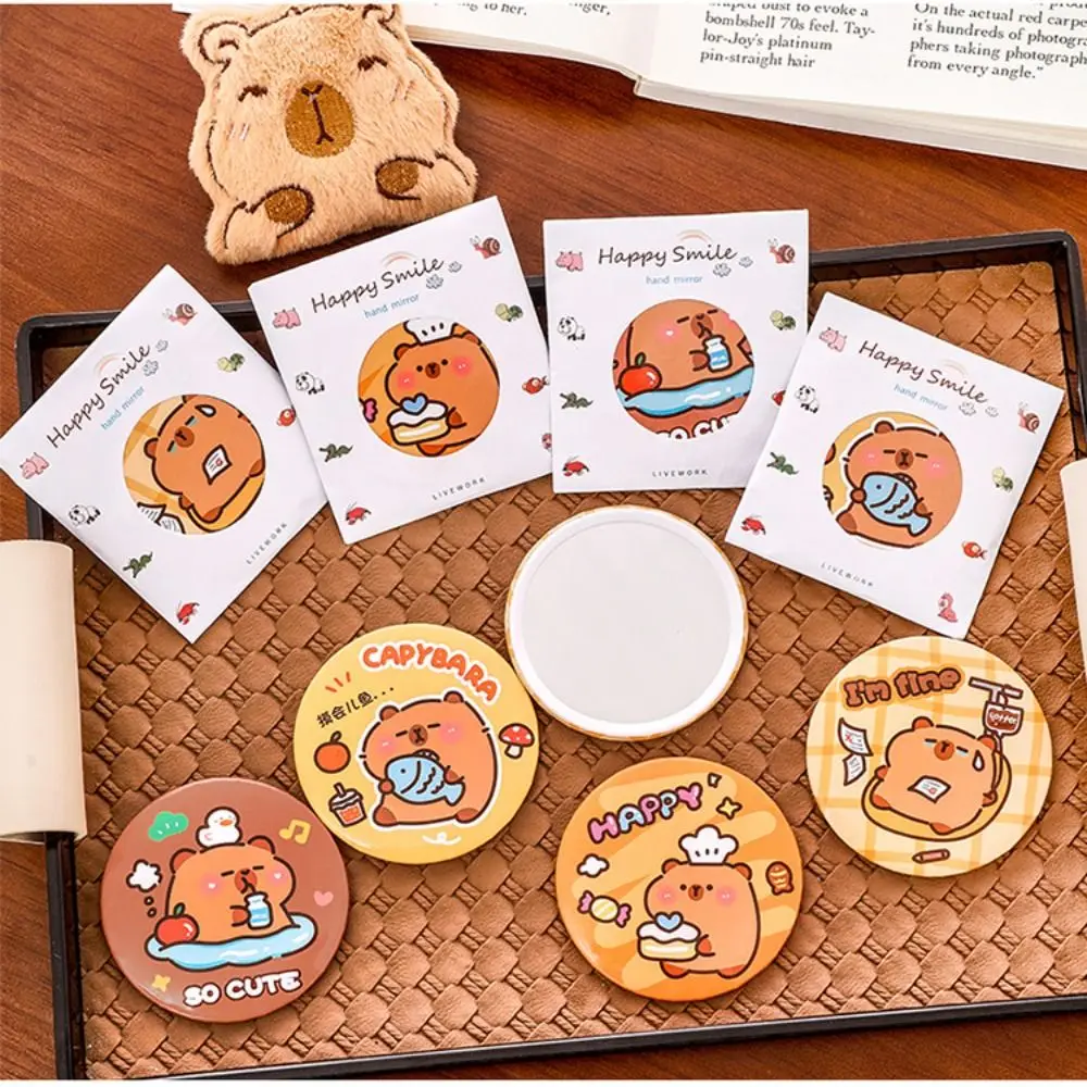 Mini Cartoon Capybara Cosmetische Spiegel Draagbare Ronde Handspiegel HD Kleine Make-upspiegel Cosmetica Gereedschap