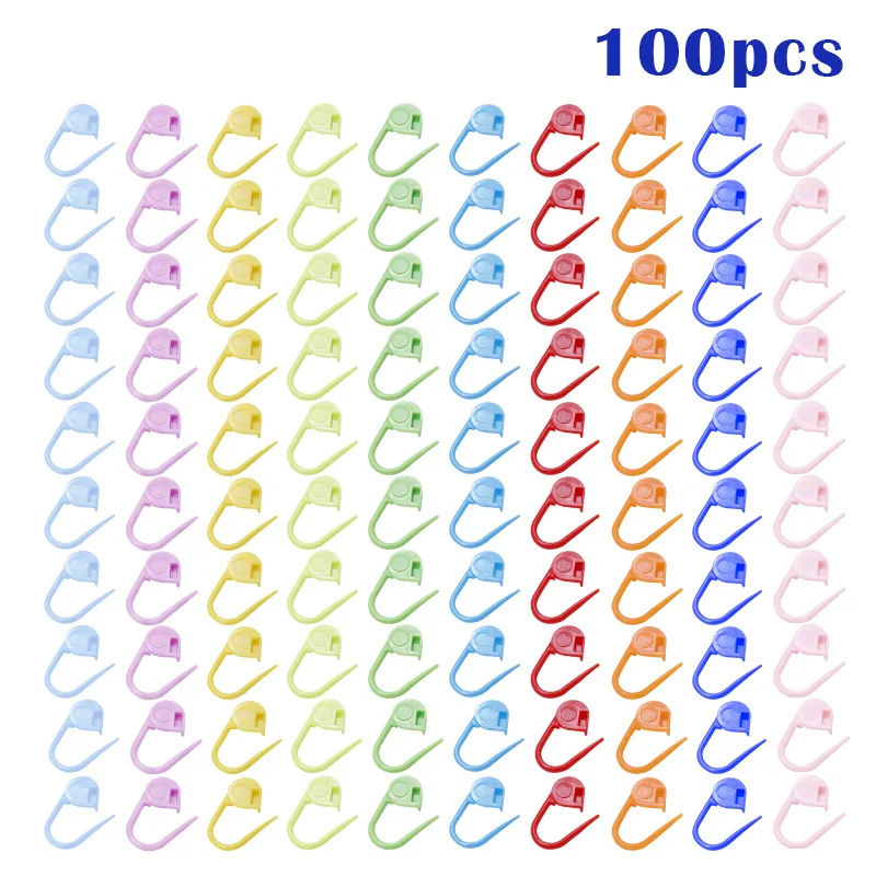 100pcs Mix Color Plastic Resin Small Clip Locking Stitch Markers Crochet Latch Knitting Tools Needle Clip Hook Sewing Tool