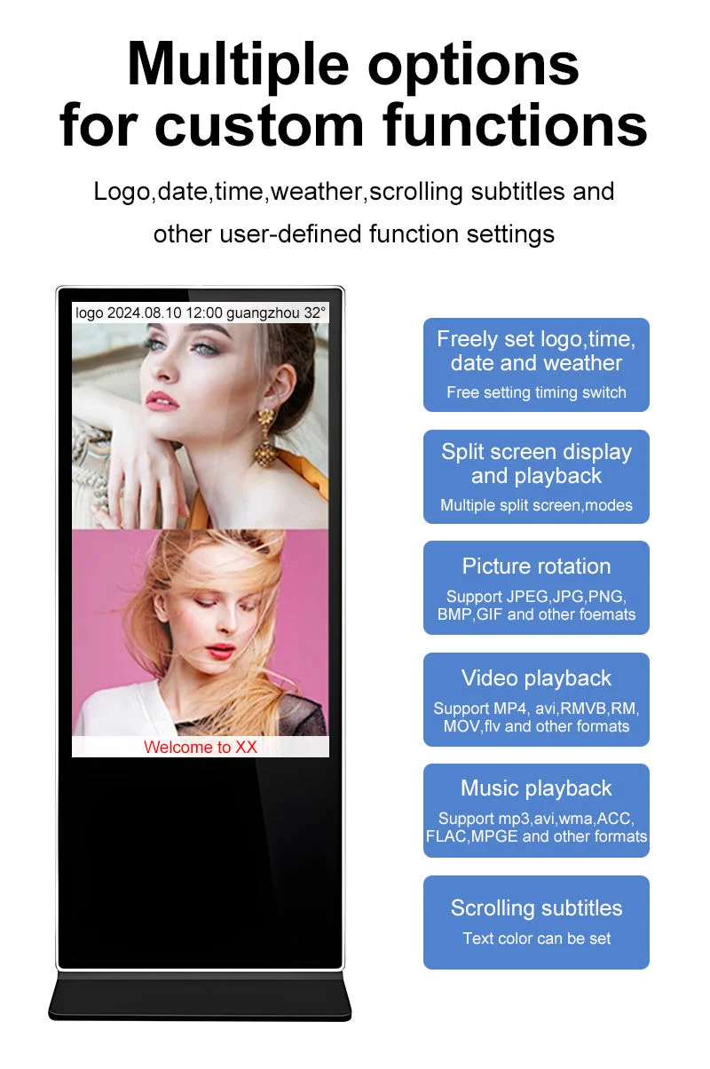 

55-inch 2K LCD Indoor Vertical Digital Kiosk Touch Screen Floor-Standing Advertising Display Board for Indoor Use