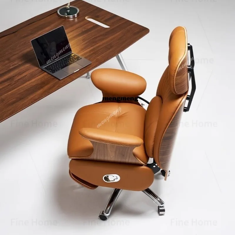 Intelligent electric leather boss chair study office chair lunch break reclining massage computer swivel chair