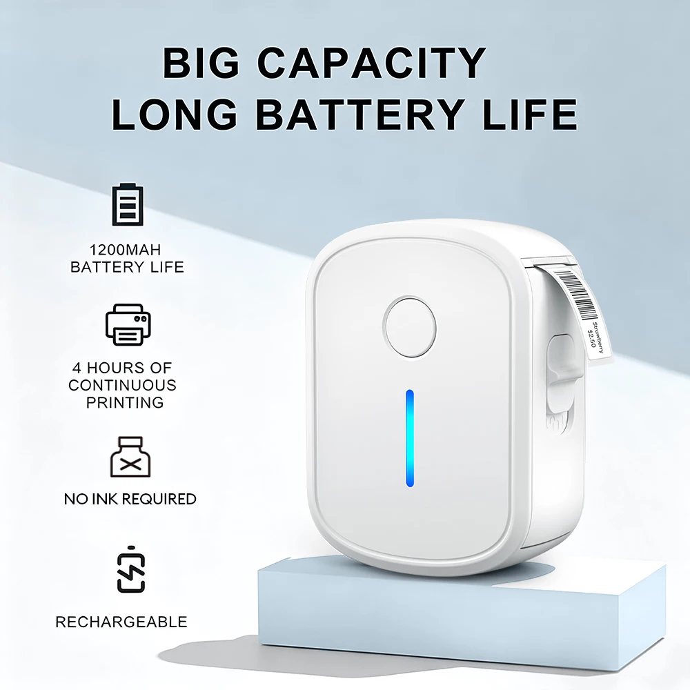 Portable Mini Label Printer Bluetooth Inkless Self-adhesive Thermal Labels Printer Sticker Maker Adhesive Mini Labeling Machine