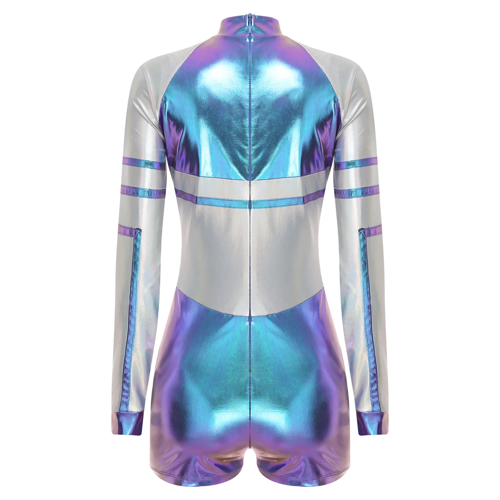 女性ファッションメタリックボディスーツ宇宙飛行士宇宙エイリアン宇宙飛行士ロールプレイ衣装パーティーハロウィンパフォーマンスウェア