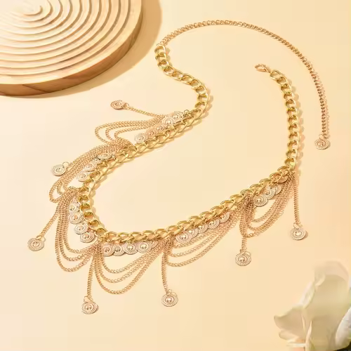 New Fashion Belly Dance Waist Chain For Women Elegant Gold Color Coin Tassel Waist Necklace Skirt Chains Jewelry Belt - Image 3