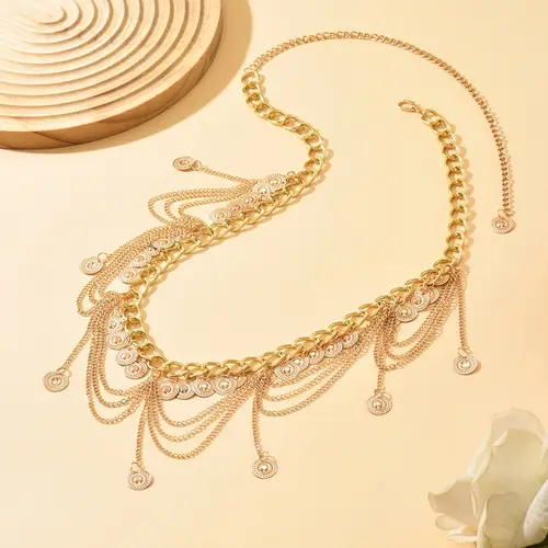 New Fashion Belly Dance Waist Chain For Women Elegant Gold Color Coin Tassel Waist Necklace Skirt Chains Jewelry Belt - Image 3