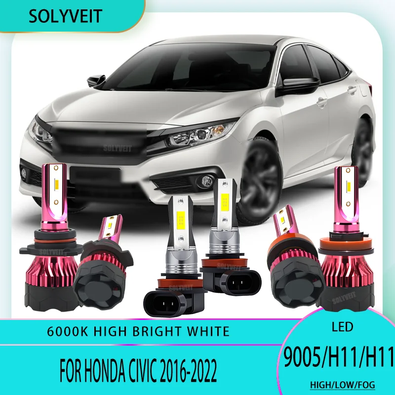 

Enhanced Road Safety & Visibility led High Low Fog Lamp Kit 9005 h11 h9 For Honda Civic 2016 2017 2018 2019 2020 2021 2022