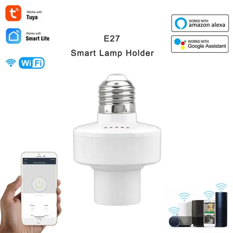 Tuya Smart WiFi Light Bulbs Adapter E27 LED Lamp Holder Base Smart Life App Remote Control Alexa Google Home Voice Control