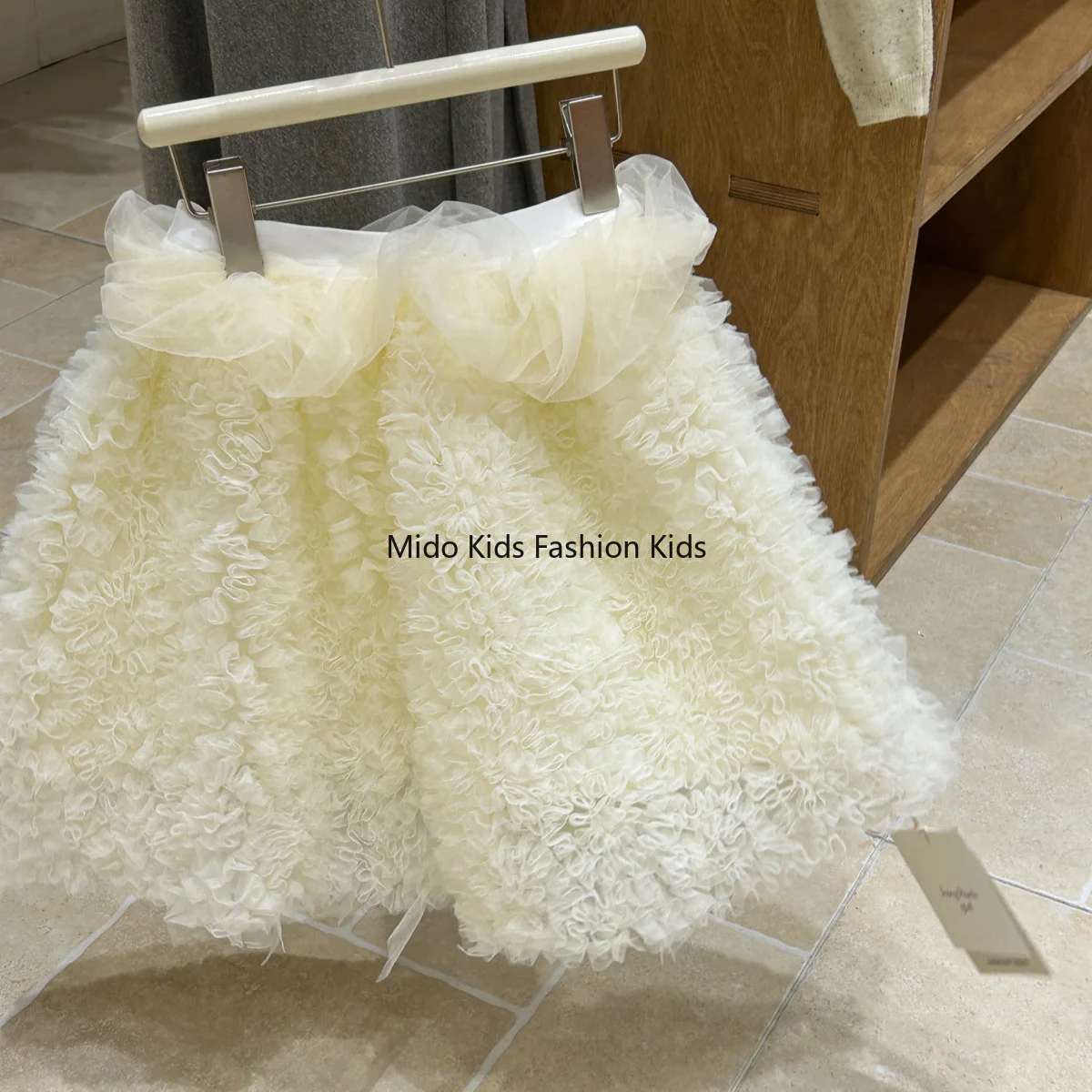 2025 خريف شتاء جديد المخملية بطانة مزاجه زهرة الدانتيل نصف الجسم تنورة الفتيات المألوف مائة مع تنورة الأميرة #4