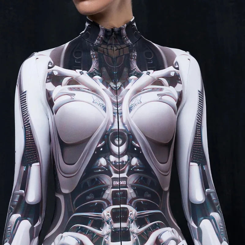 LCK01 [You're My Secret] Robot Punk Jumpsuit Catsuit Halloween Cosplay Costumes For Women Carnival Party Long Sleeve BodysuYh1@！