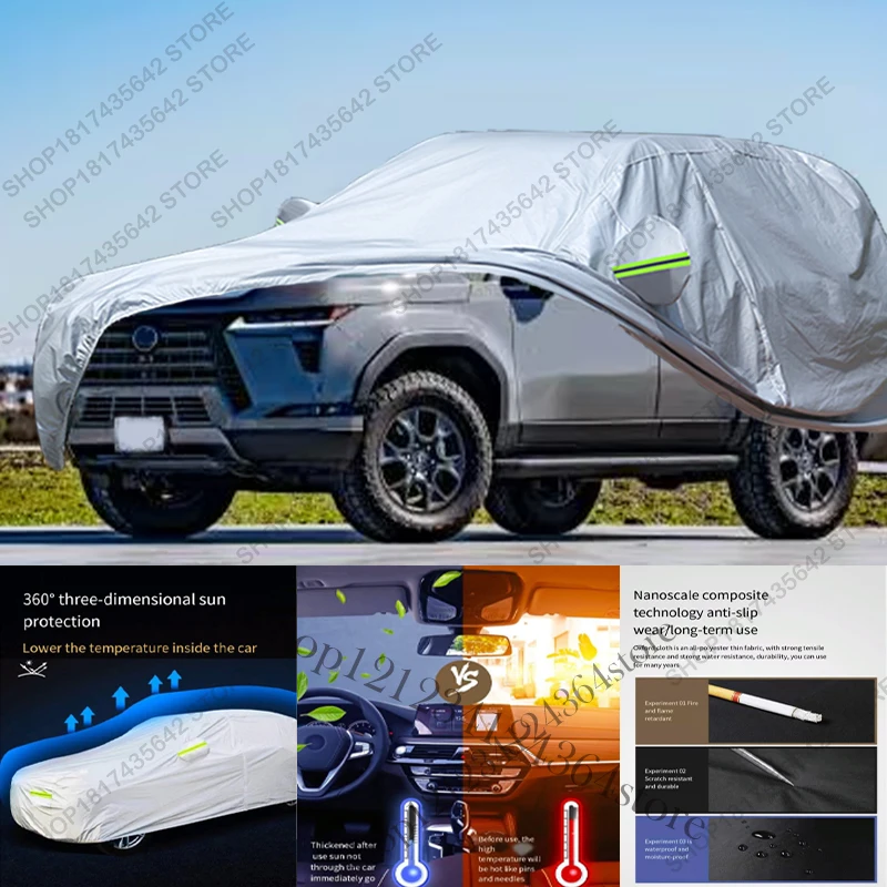 Volledige autohoes compatibel met Lexus GX 550 2024-2025, geschikt voor alle weersomstandigheden, zon, regen, UV, stofdicht, bescherming voor buiten en binnen.