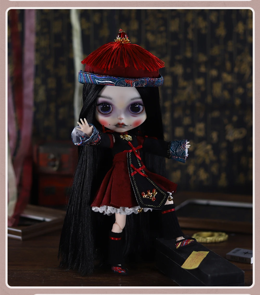 Neo Blythe Doll Traditional Jiangshi Vampire Halloween Outfit 8