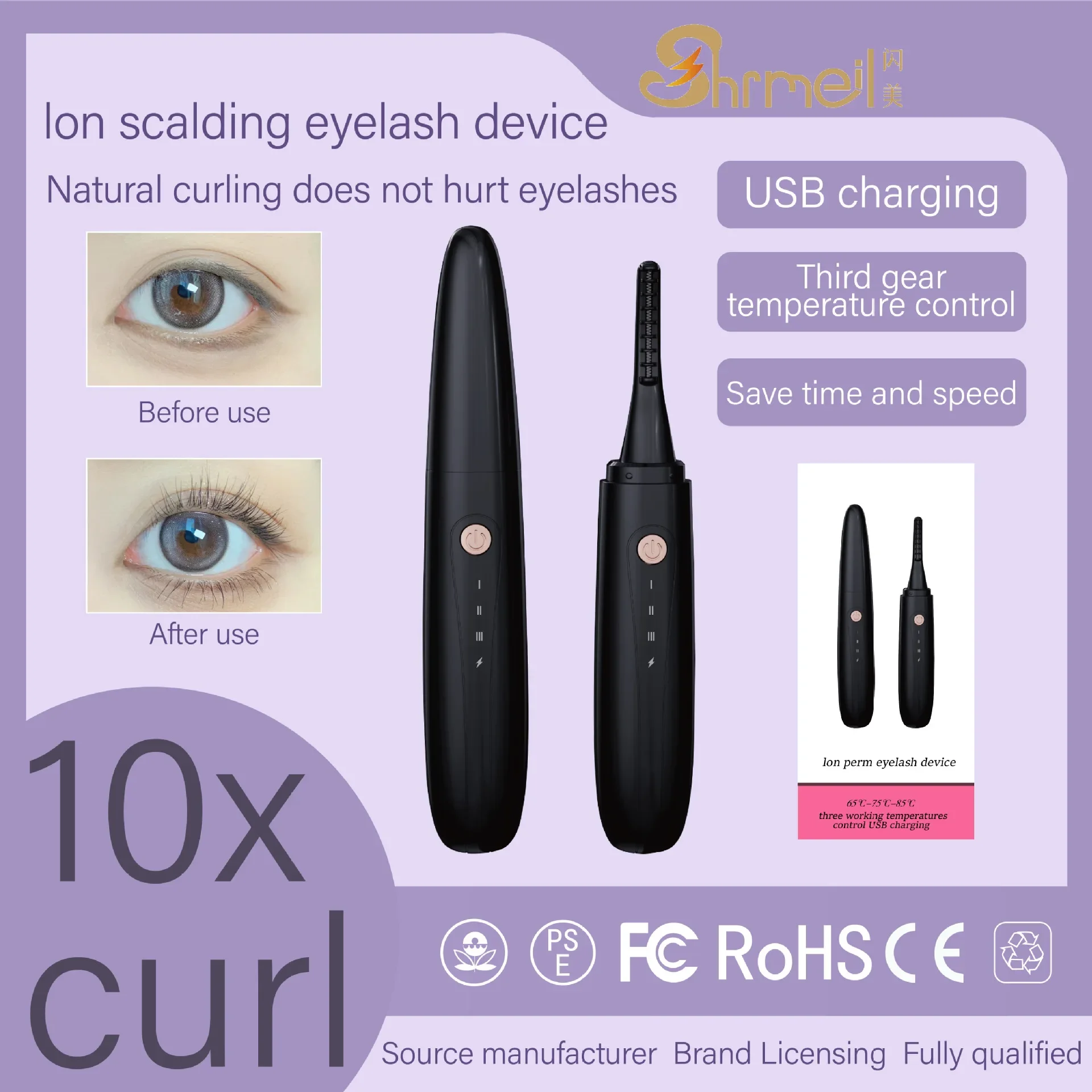 Eyelash curler,rechargeable electric ironing,makeup tool,long-lasting setting,econd change,sun flower eyelash curler