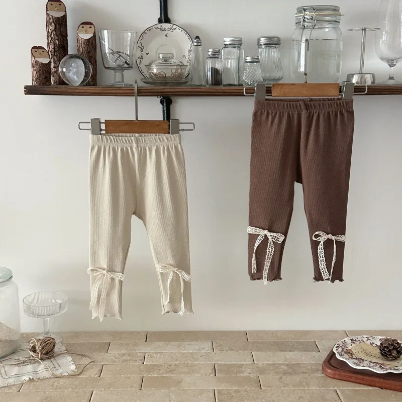 

HoneyCherry Spring and Autumn Infant & Toddler Lace Bow Leggings - Versatile Slim-Fit Long Pants for Baby Girls Newborn Clothes