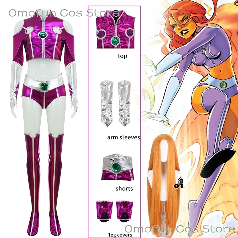 disfraz-de-cosplay-de-starfire-trajes-de-comic-koriandr-mujeres-y-adultos-pantalones-cortos-de-anime-traje-morado-superheroe-teenn-cos-titans-medias