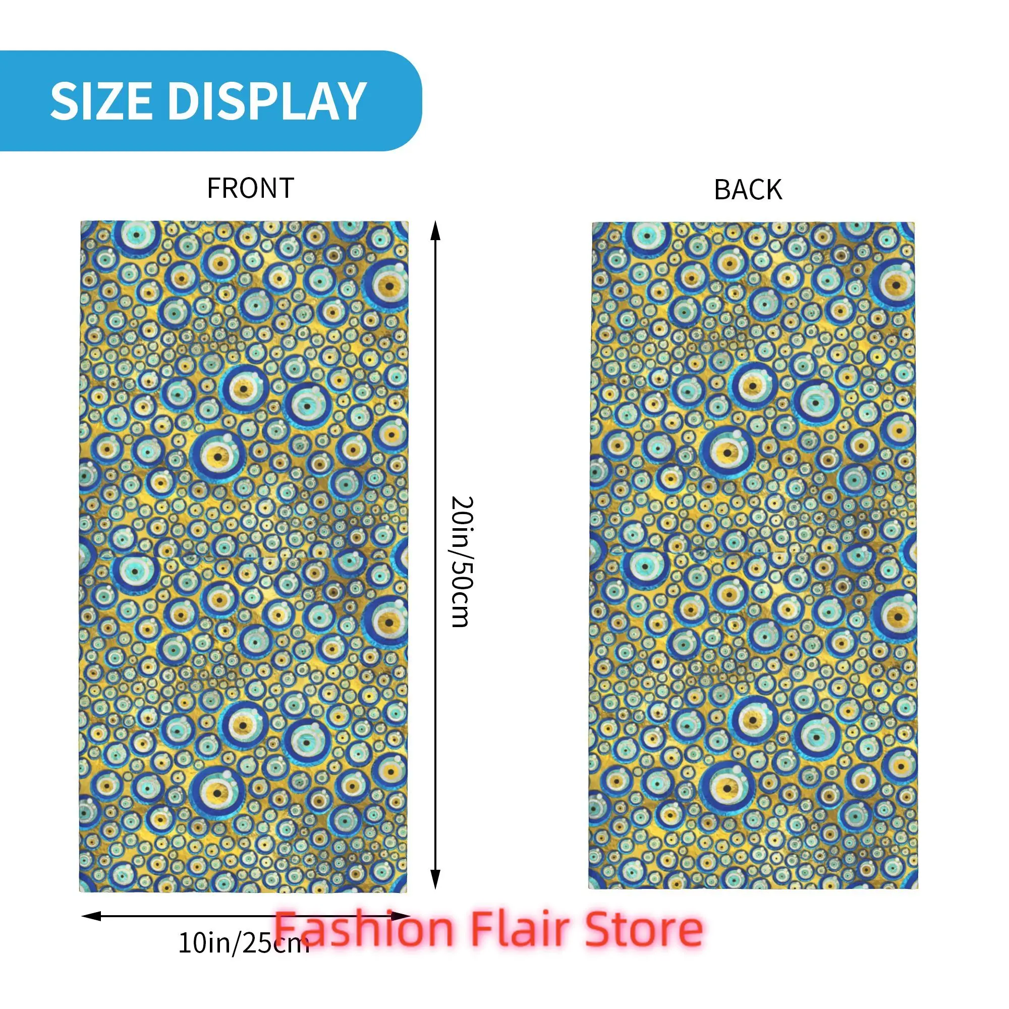 اليونانية الأزرق الزجاج عين الشر تميمة نمط باندانا الرقبة الجراب قناع مطبوع وشاح متعدد الوظائف عقال للجنسين الكبار #3