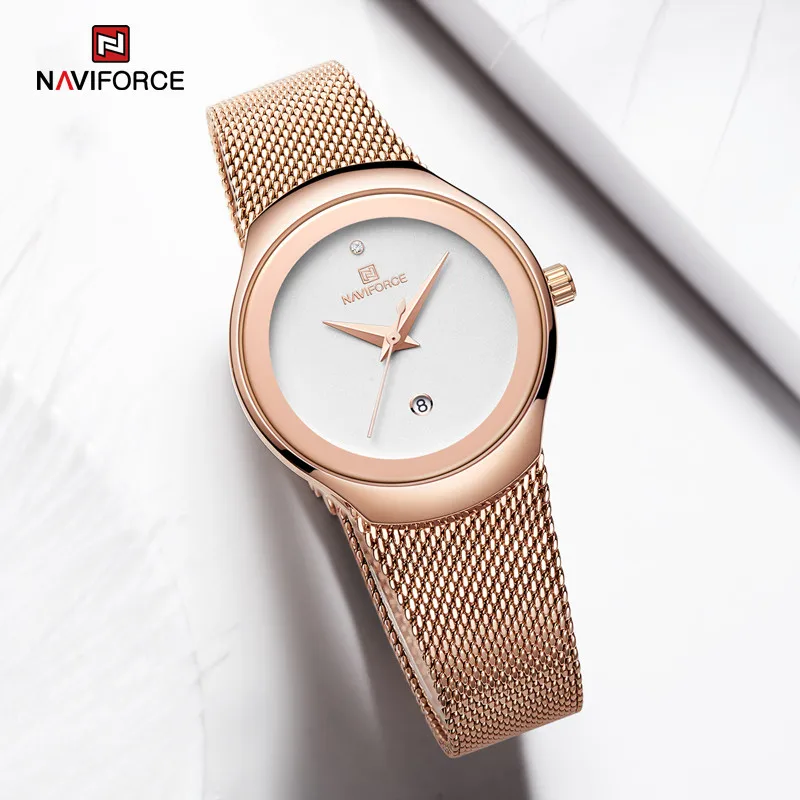 

NAVIFORCE Luxury Brand Watches for Women Classic Fashion Ladies Quartz Wristwatch Stainless Steel Band Waterproof Female Clocks