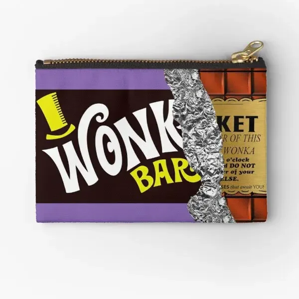 Wonka Is Golden Ticket Chocolate  Zipper Pouches Wallet Coin Storage Pure Packaging Pocket Men Money Cosmetic Key Panties Women