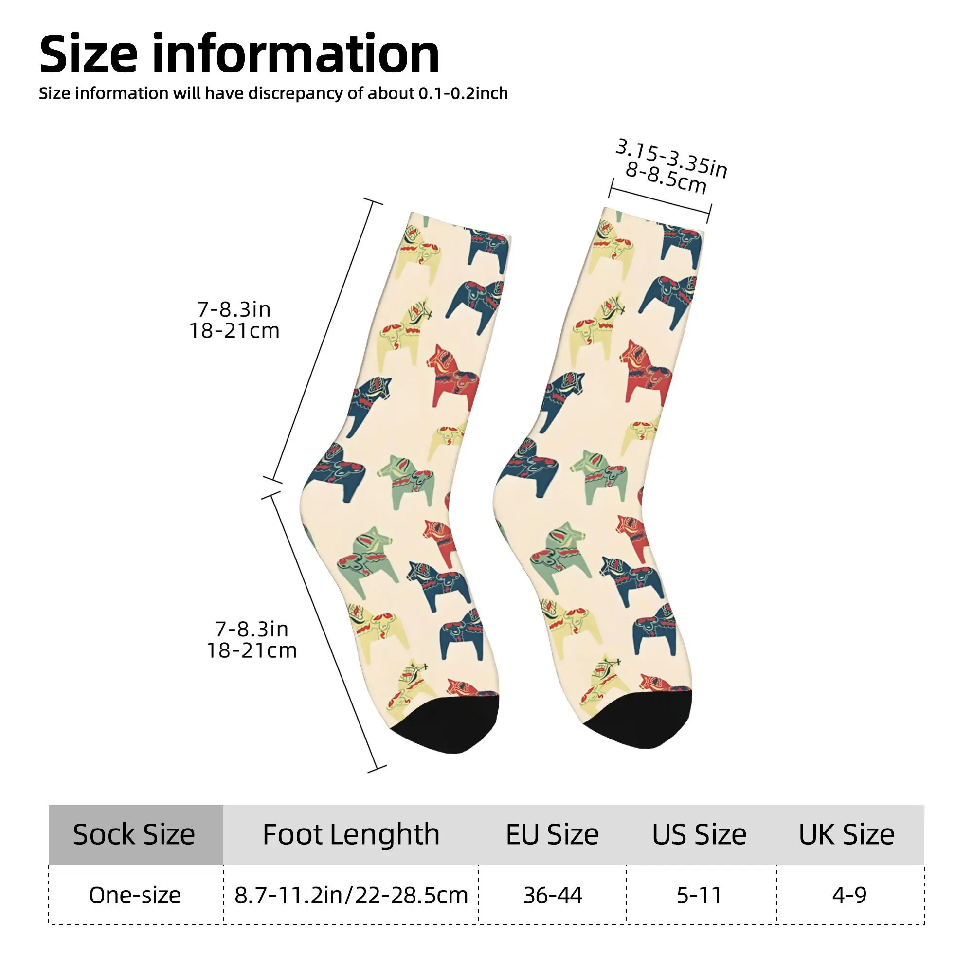 1pc Swedish Dala Horses Pattern Printed Men's Socks  Novelty Hip Hop Harajuku Pattern Crew Sock Casual Gift