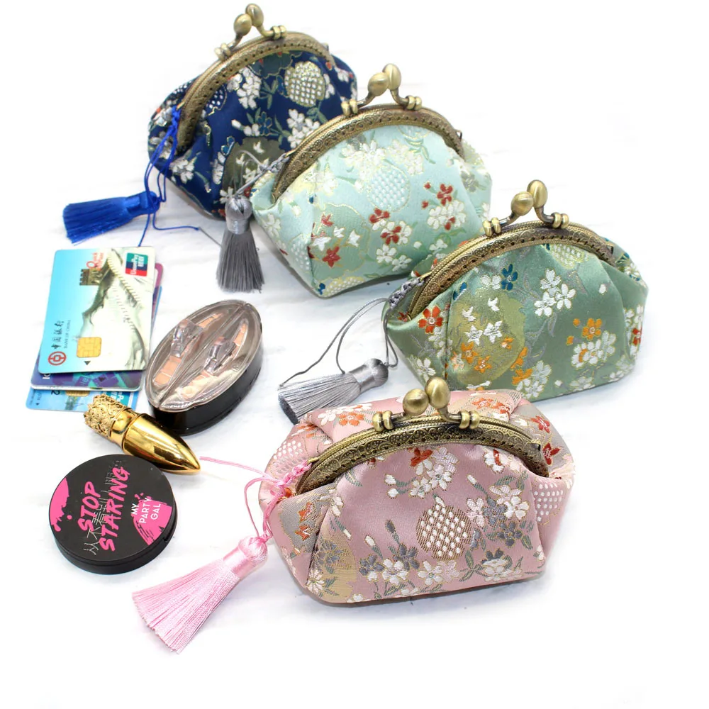 Pure Handmade High-grade Brocade Vintage Women's Coin And Key Wallet non-cell Phone Bag Key Organize Coin Purse Choice For Sale