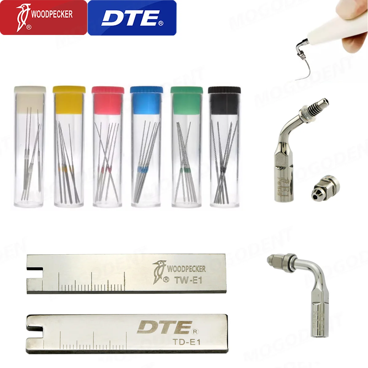 

Оригинальные насадки Woodpecker DTE для ультразвукового периодонтального скалера, U-образные файлы для корневых каналов E1 E2, ключ для EMS SATELEC ACTEON NSK