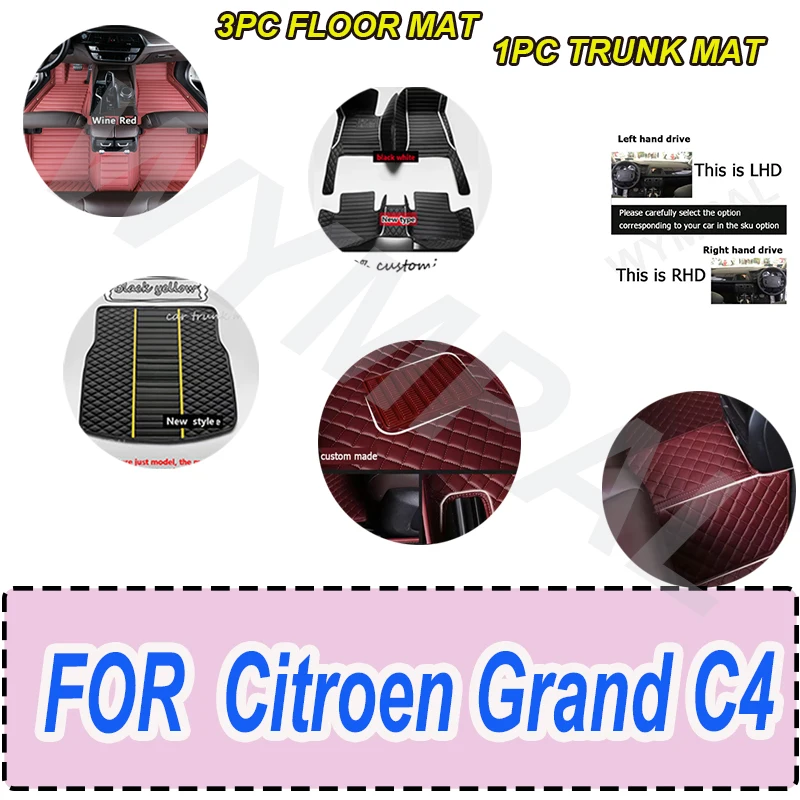 

LUXURY Car Mats For Citroen Grand C4 Picasso SpaceTourer 5seat 2007~2013 Floor Mats